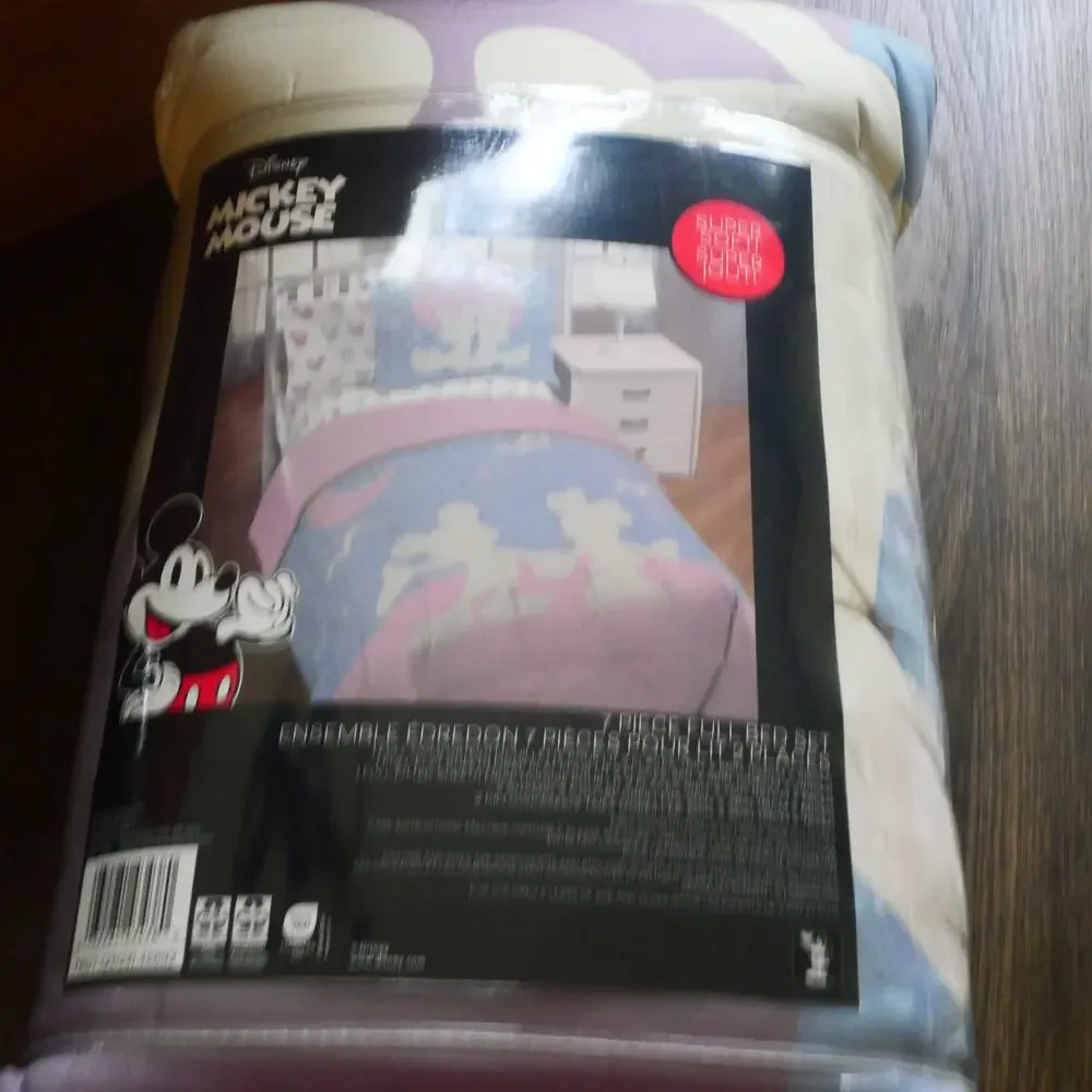 NEW Disney Mickey & Minnie Mouse 7 Pc Full Comforter  Set Franco Blue Purple